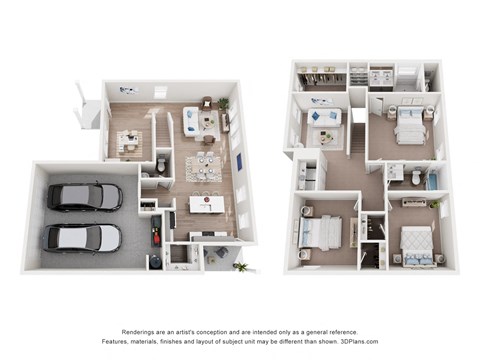 Floor plan for 3 beds, 2.5 baths, 1853 sqft